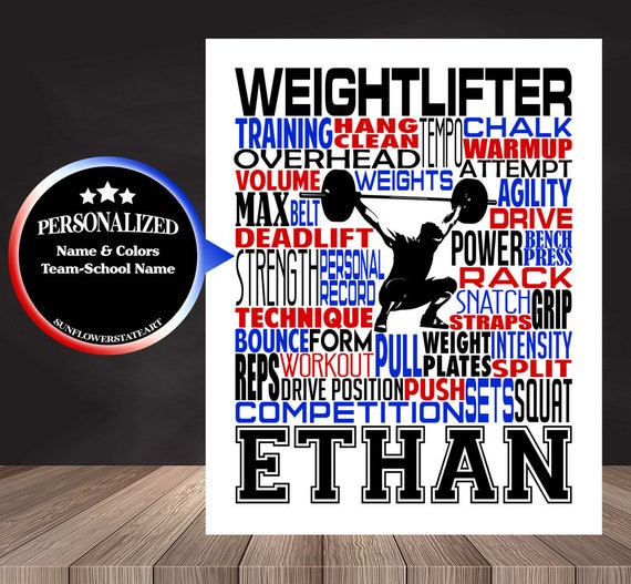 Weightlifting Typography, Personalized Weightlifting Poster, Gift for Powerlifter, Powerlifting Poster, Powerlifting Team Gift