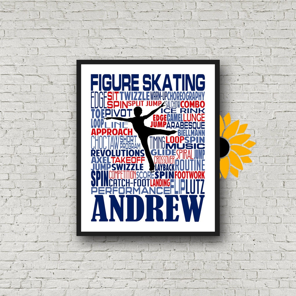Personalized Figure Skating Poster Typography, Figure Skater Gift, Ice