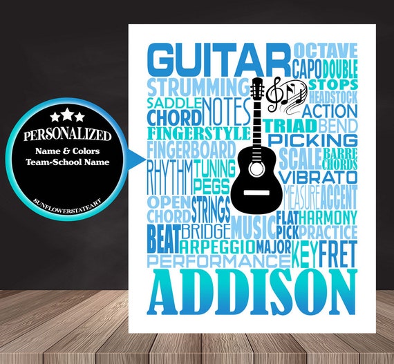 Guitar Typography, Personalized Guitar Poster, Guitar Player Gift, Bass Guitar, Guitar Gift, Electric Guitar, Gift for Guitar Player