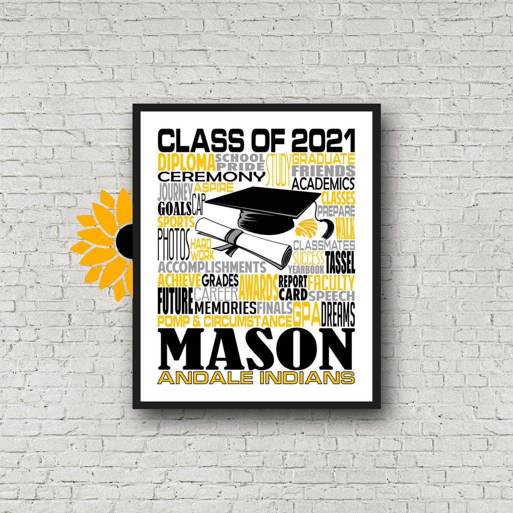 Personalized Graduation Print, Graduation Party Poster, College