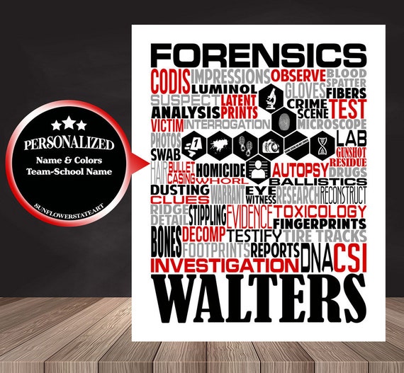 Forensics Typography, Personalized Forensics Teacher Poster, Forensics Teacher Gift, Gift for Forensics Teacher, Crime Scene Investigator