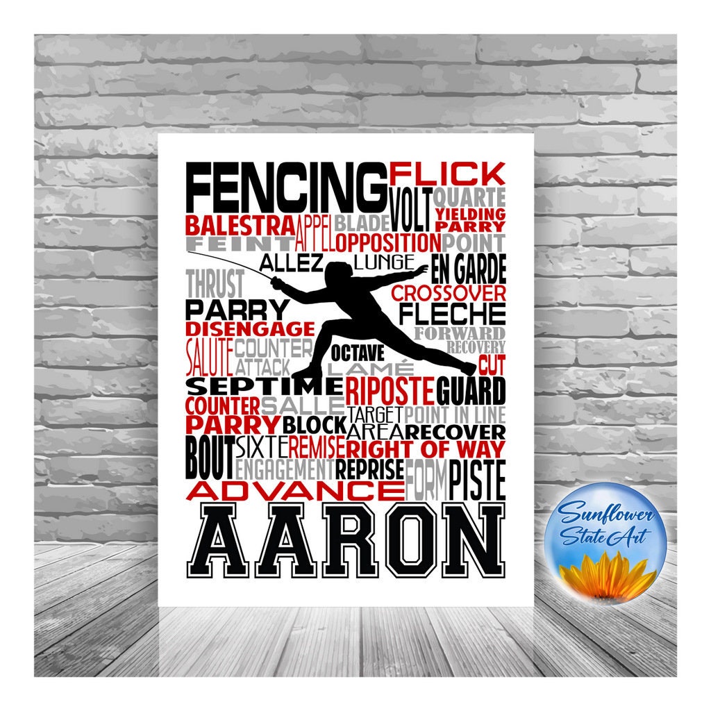 Personalized Fencer Poster, Gift for Fencer, Fencing Art, Fencer Art