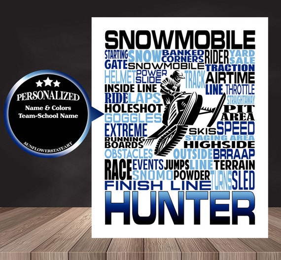 Personalized Snowmobiler Poster, Snowmobile Typography, Snowmobiling Print, Gift for Snowmobiler,  Snomo Poster,  SnoCross Poster