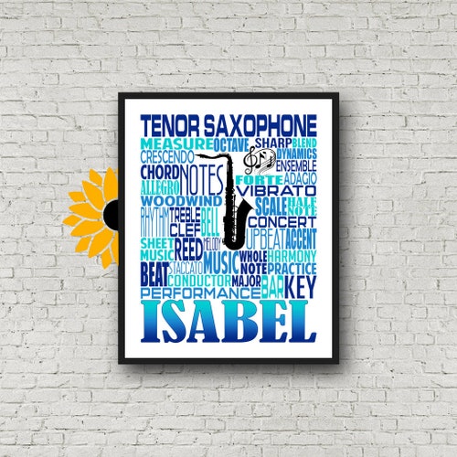 Personalized Saxophone Poster Typography Sax Player Gift Etsy