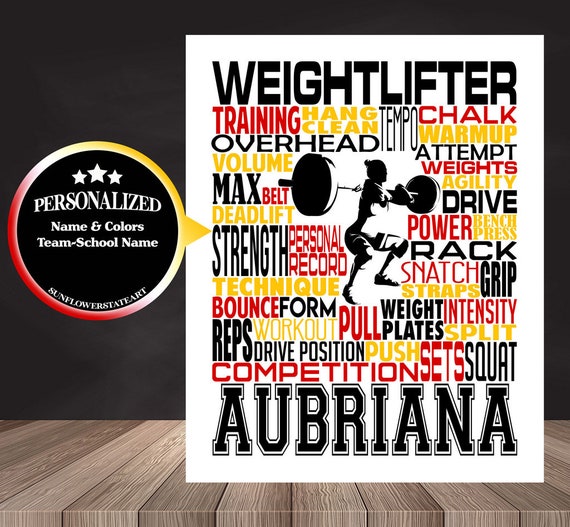 Personalized Weightlifting Poster, Weightlifter Gift Ideas, Weightlifting Art, Weightlifter Print, Typography, Weightlifting Team