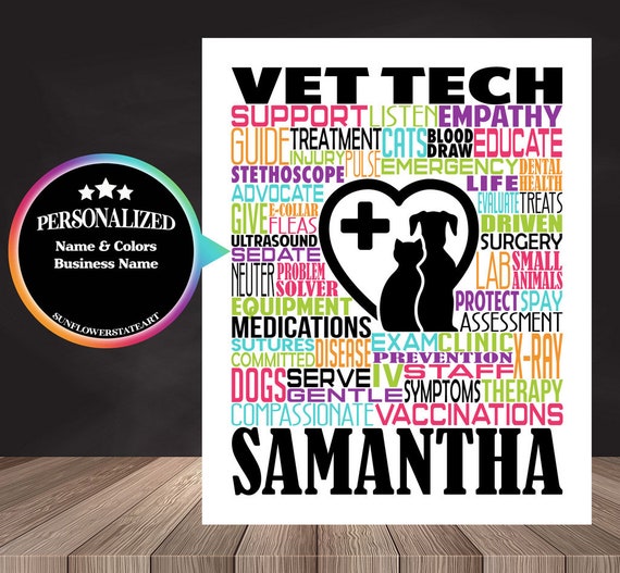 Personalized Vet Tech Poster, Gift for Vet Tech, Vet Tech Week, Vet Tech Typography, Veterinarian Gift, Vet Gift, Vet Typography,