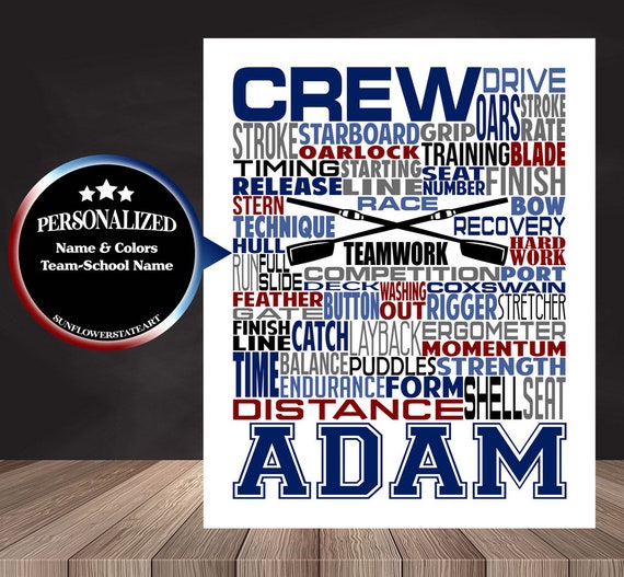 Personalized Crew Poster, Crew Rowing Gift Ideas, Crew Gift, Rowing Team Gift, Crew Team Gift, Crew Typography, Rowing Typography