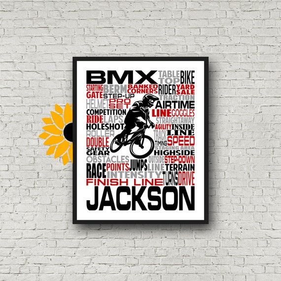 Personalized BMX Poster, Gift for Bmx Riders, Bmx Gift, Bmx Typography, Gift for Bmx