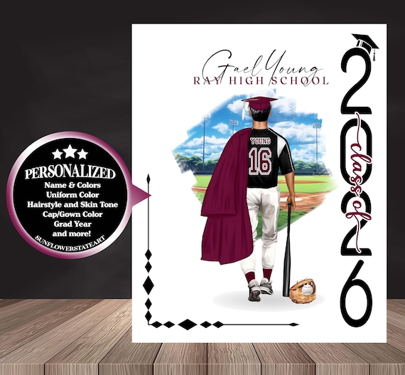 Baseball Poster, Baseball Graduation Gift, Senior Night Gift, Graduation Table Decor, Signing Day Gift, Personalized Baseball Team Gift  RJ