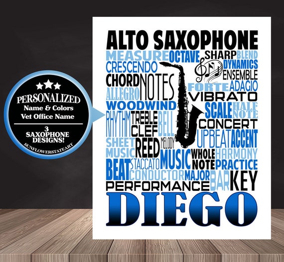 Personalized Saxophone Poster Typography, Sax Player Gift, Marching Band, Saxophone Gift, Custom Saxophone, Band Gift, Saxophone Player Gift