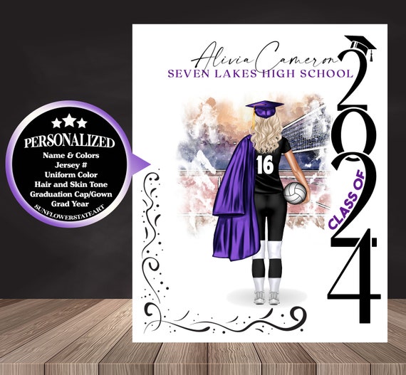 Volleyball Poster, Volleyball Graduation Gift, Senior Night Gift, Graduation Table Decor, Signing Day, Personalized VolleyballTeam Gift