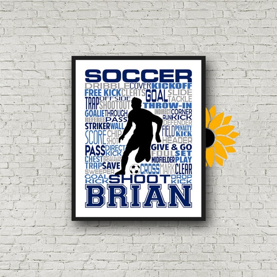 Soccer Team Gift, Male Soccer Player Typography, Gift for Soccer Players Keeper, Soccer Gift, Soccer Team Gift, Soccer Print