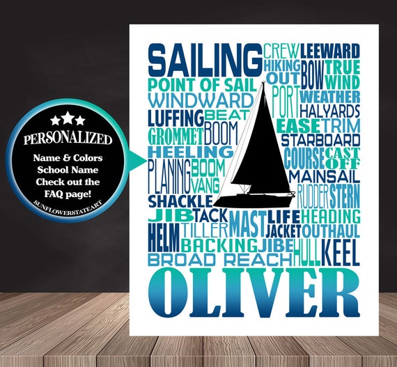 Sailing Sign, Sailor Wall Art, Personalized Sailing Poster, Nautical Sailing Gift