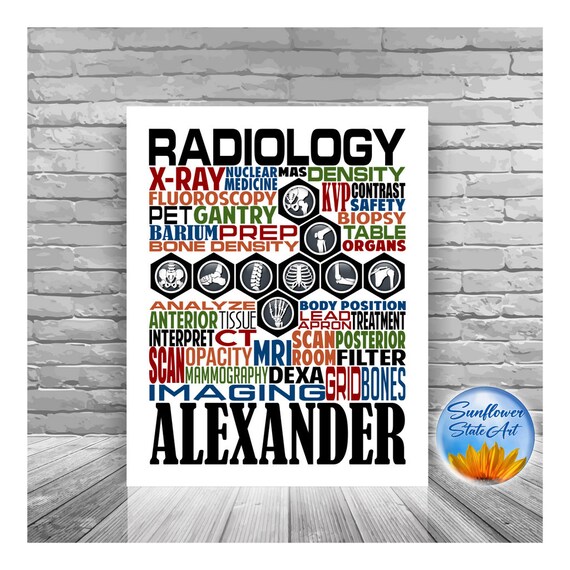 Personalized Radiology Poster, Radiology Typography, Radiology Gift, Radiologist Gift, Gift for Radiologist, X-Ray Tech, Radiologic Tech