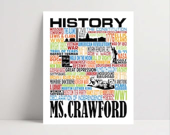History Teacher Gift, U.S. History Sign, Personalized History Teacher Poster, Gift for History Teacher, American History Teacher Gift