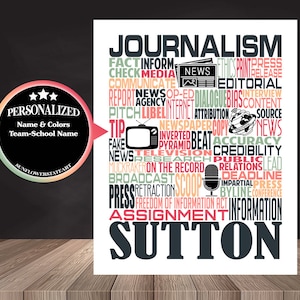 Journalism Poster, Gift for Journalism Teacher, Personalized Journalist Word Art Sign