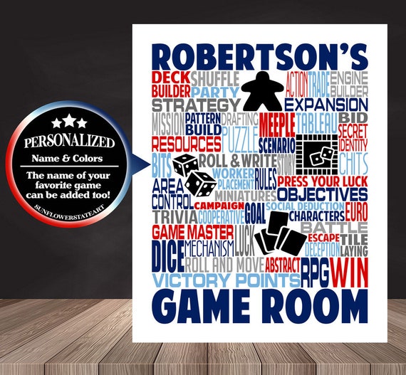 Board Game Wall Art, Gift for Board Game Player, Board Game Typography, Board Game Poster, Board Game Sign, Meeple Gift,