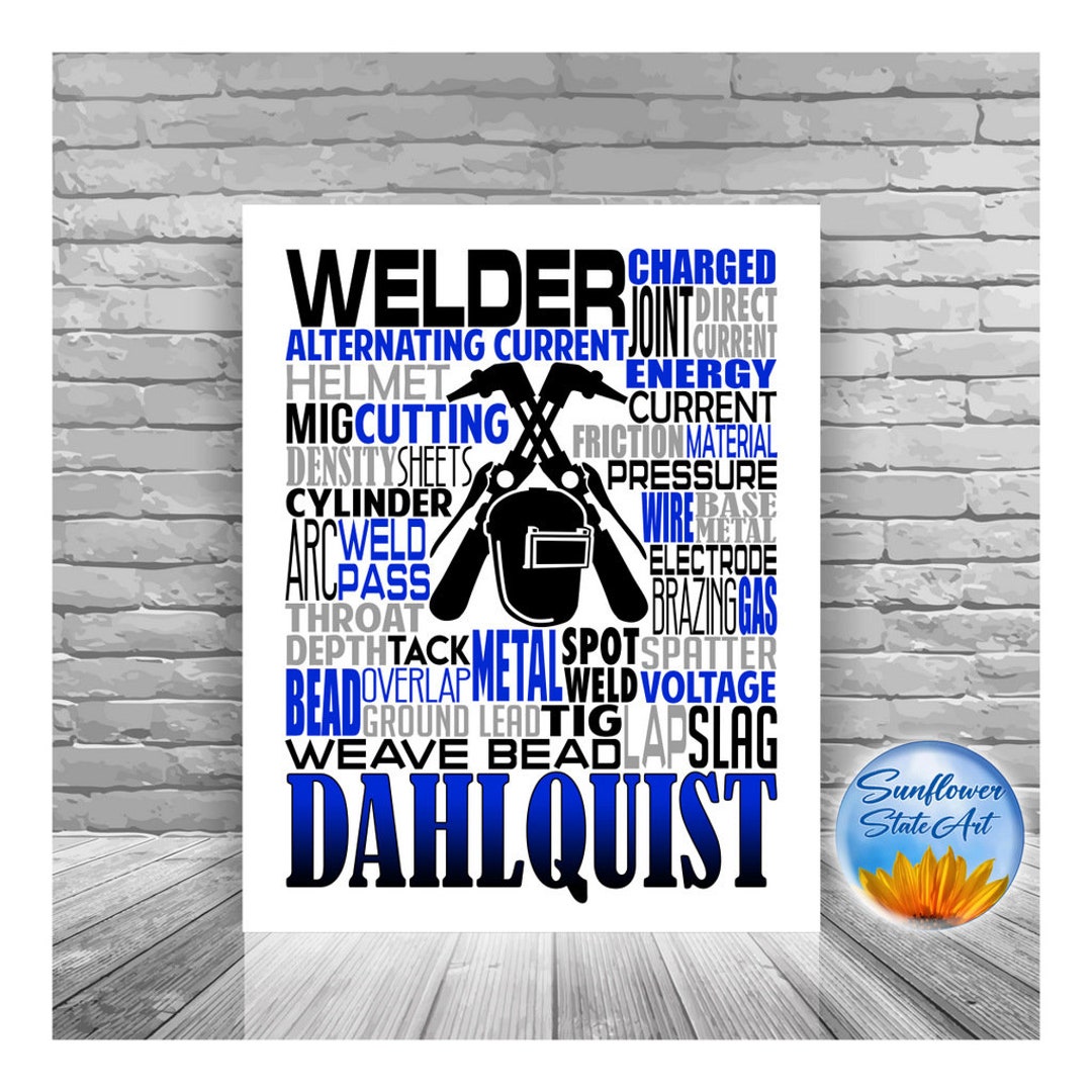 Personalized Welding Poster, Welding Typography, Gift for Welder