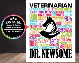 Gift for Veterinarian, Personalized Veterinarian Poster, Veterinarian Typography, Veterinarian Gift, Vet Gift, Vet Typography, Gift for Vet