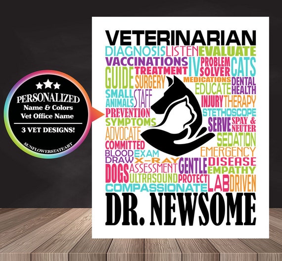 Gift for Veterinarian, Personalized Veterinarian Poster, Veterinarian Typography, Veterinarian Gift, Vet Gift, Vet Typography, Gift for Vet