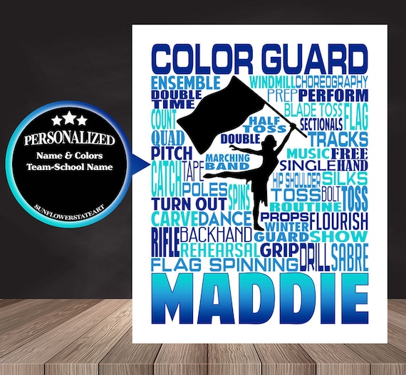 Personalized Color Guard Poster, Color Guard Typography, Gift for Color Guard, Color Guard Team Gift, Winter Guard Gift, Winter Guard Poster