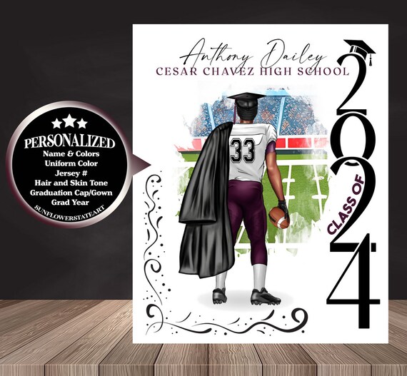 Football Poster, Football Graduation Gift, Senior Night Gift, Graduation Table Decor, Signing Day, Personalized Football Team Gift