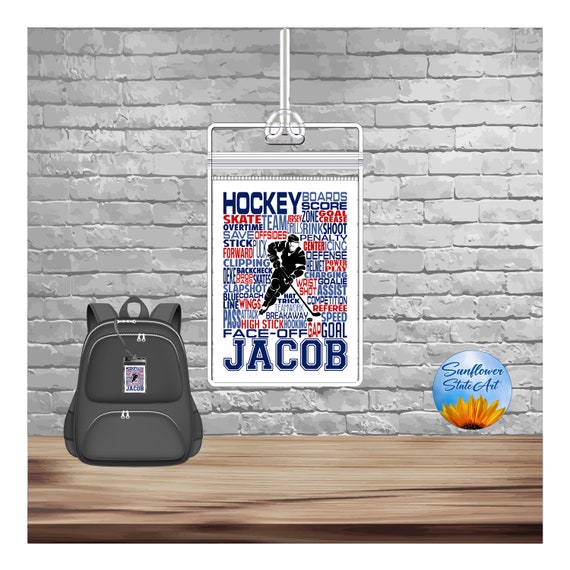 Personalized Hockey Bag Tag, Hockey gift, Hockey Team Tag, Custom Bag tags, Gift for Hockey Player, Hockey Word Art, Ice Hockey Gift
