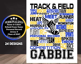 Track and Field Typography, Track & Field Poster, Track and Field Team Gift, Long Jump, High Jump, Pole Vaulter, Discus, Shotput, Javelin