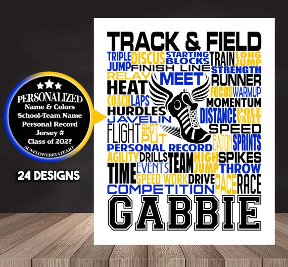 Track and Field Typography, Track & Field Poster, Track and Field Team Gift, Long Jump, High Jump, Pole Vaulter, Discus, Shotput, Javelin