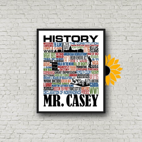 History Teacher Gift U.S. History Typography Personalized Etsy