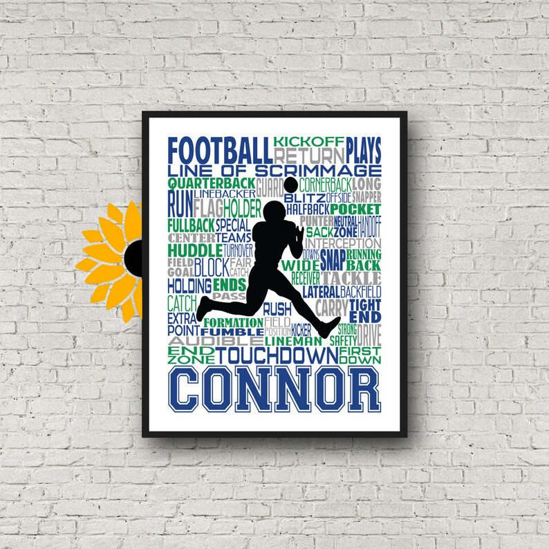 Football Gift for Him Personalized Football Print Football Etsy