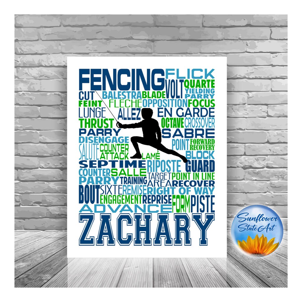 Personalized Fencer Poster, Gift for Fencer, Fencing Art, Fencer Art