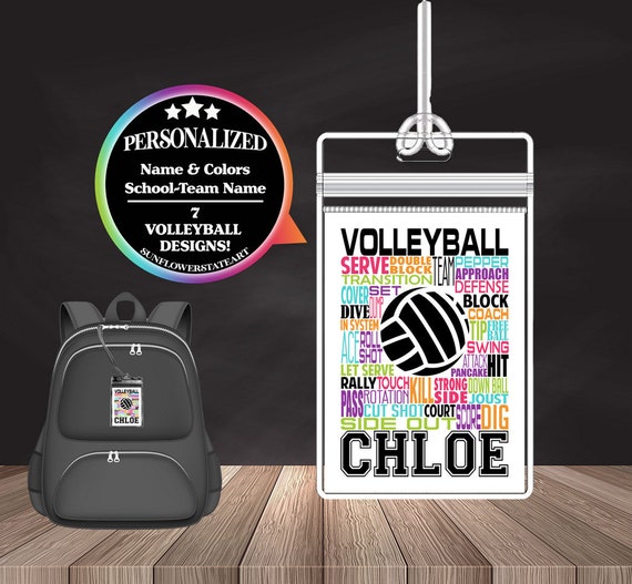 Personalized Volleyball Bag Tag, Volleyball gift, Volleyball Team Tag, Gift for Volleyball, Volleyball Word Art, Backpack Bag Tag