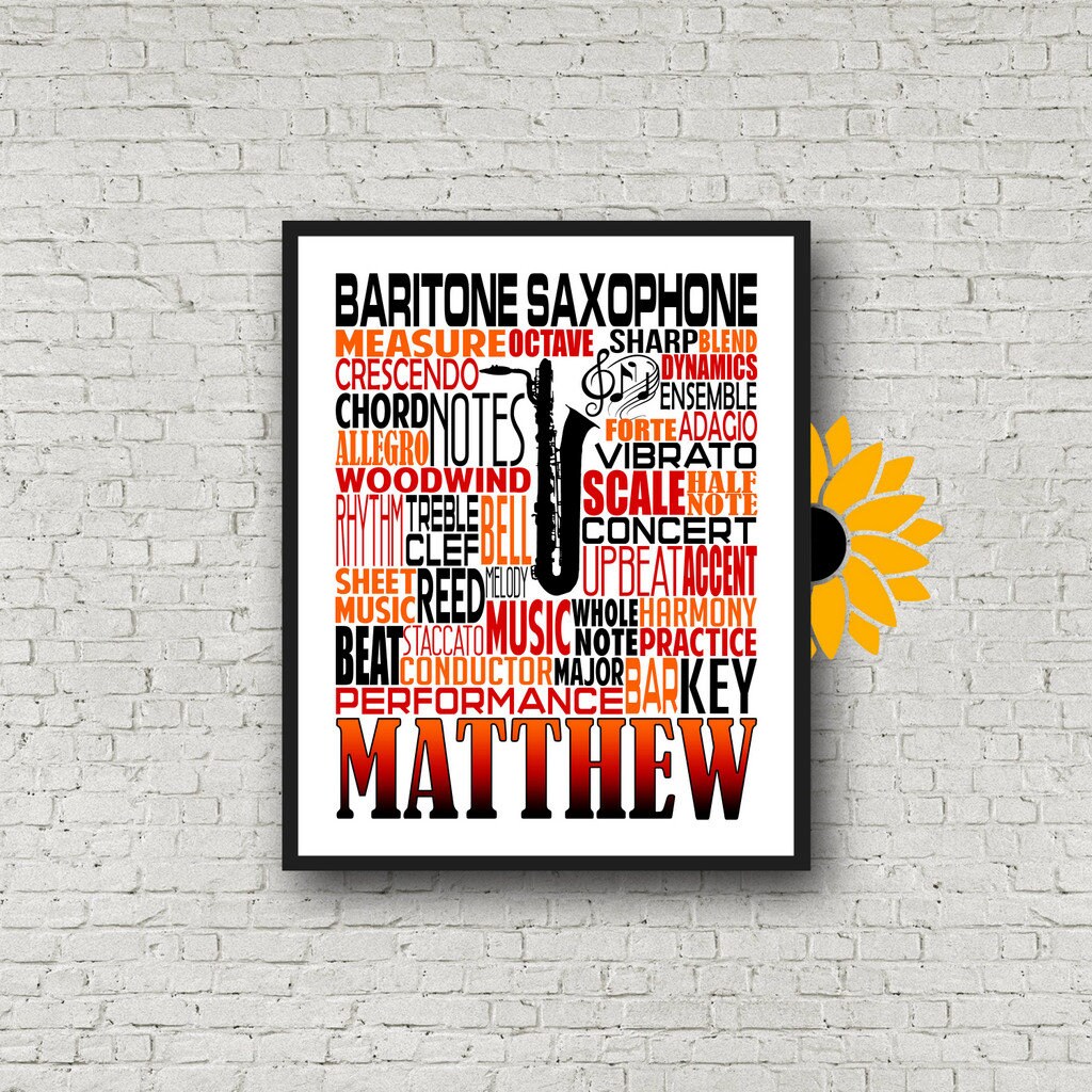 Personalized Saxophone Poster, Saxophone Typography, Sax Player Gift