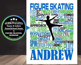 Personalized Ice Skating Typography, Ice Skating Poster, Figure Skater Gift, Ice Skater, Ice Skating, Gift for Ice Skater, Gift for Skater