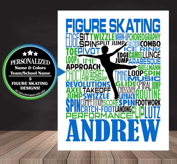 Personalized Ice Skating Typography, Ice Skating Poster, Figure Skater Gift, Ice Skater, Ice Skating, Gift for Ice Skater, Gift for Skater