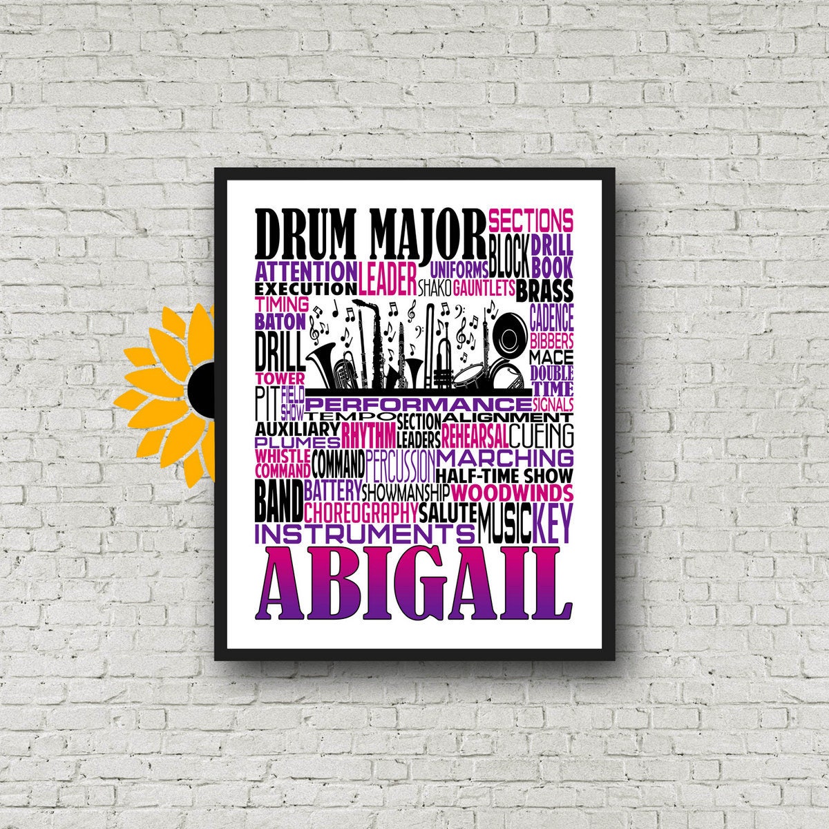 Personalized Drum Major Poster, Drum Major Typography, Drum Major Gift