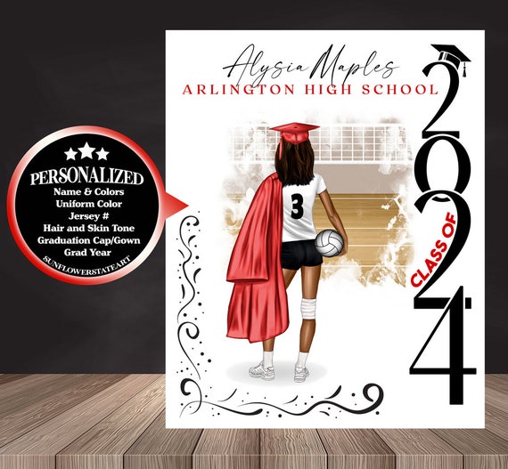 Volleyball Poster, Volleyball Graduation Gift, Senior Night Gift, Graduation Table Decor, Signing Day, Personalized VolleyballTeam Gift