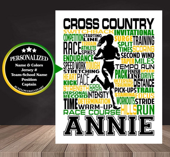 Personalized Cross Country Poster, Cross Country Team, Gift for Runners, Cross Country Typography, Marathon Gift, 26.2 13.1, Gift for Runner