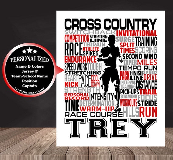 Cross Country Gift, Cross Country Typography, Personalized Cross Country Poster, Gift For Runners, Running Gift, Cross Country Team Gift