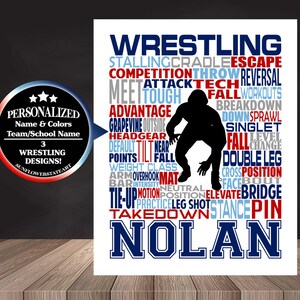 Wrestler Sign, Wrestling Gift, Wrestler Art, Wrestling Senior Night, Personalized Wrestler Poster, Wrestling Team Gift