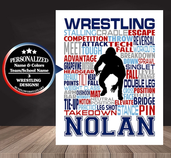 Gift for Wrestler, Wrestling Gift, Wrestler Art, Wrestling Typography, Personalized Wrestler Poster, Wrestling Team Gift