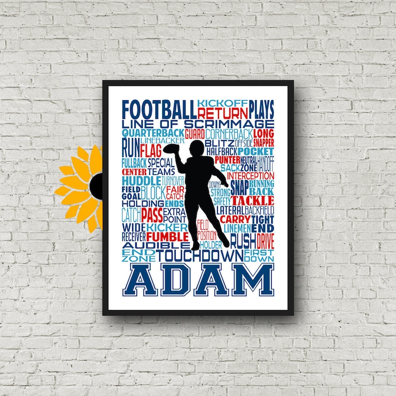 Football Gift for Him Personalized Football Print Football Etsy