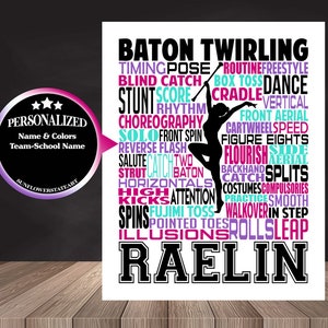 Baton Twirling Poster, Baton Twirling Sign, Gift for Baton Twirler, Baton Twirling Team Gift, Majorette Gift, Senior Night Gift