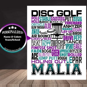 Disc Golf Poster, Disc Golf Gift, Disc Golf Word Art Sign, Gift for Disc Golf Team, Disc Golf Player Gift