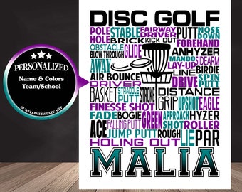 Disc Golf Poster, Disc Golf Gift, Disc Golf Word Art Sign, Gift for Disc Golf Team, Disc Golf Player Gift