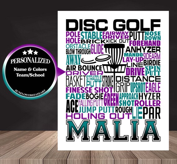 Personalized Disc Golf Poster, Disc Golf Gift, Disc Golf Typography, Gift for Disc Golf Team, Disc Golf Player Gift