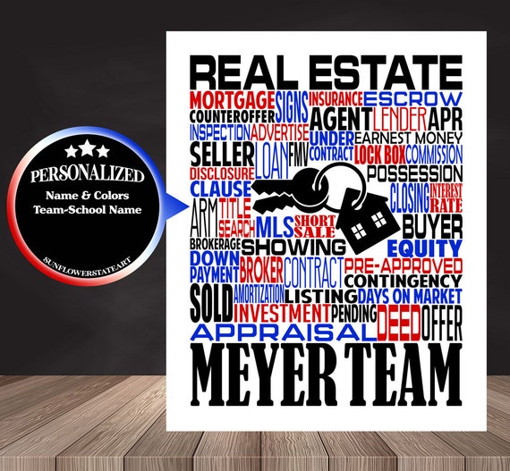 Personalized Real Estate Agent Poster, Real Estate Agent Thank you Gift, Real Estate Office Typography, Gift for Real Estate Agent