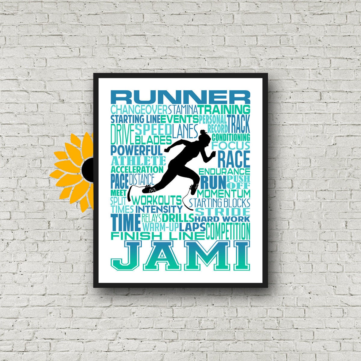 Personalized ParaAthlete Runner Poster, Para Athlete Runner Typography
