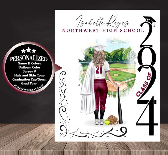 Softball Poster, Softball Graduation Gift, Senior Night Gift, Graduation Table Decor, Signing Day Gift, Personalized Softball Team Gift